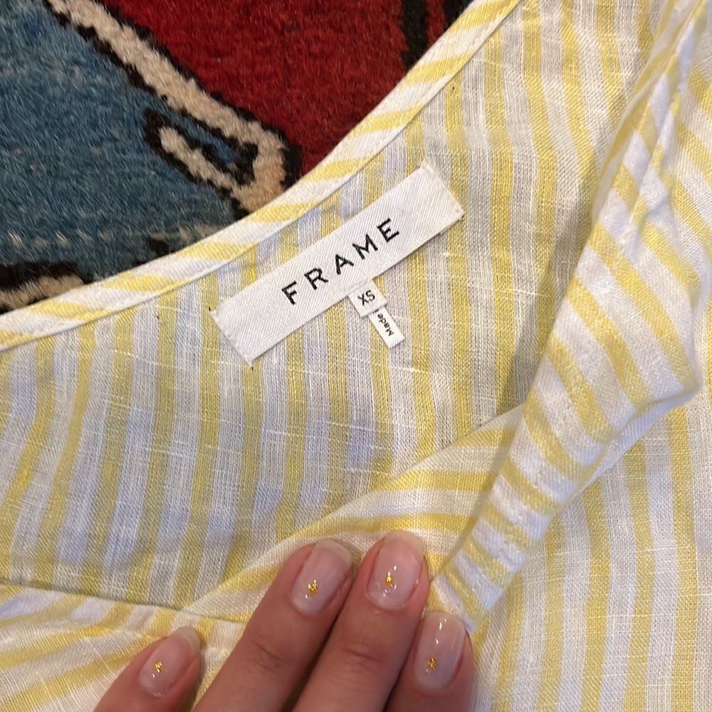 Frame Striped One-Shoulder Linen Top - Picture 4 of 8